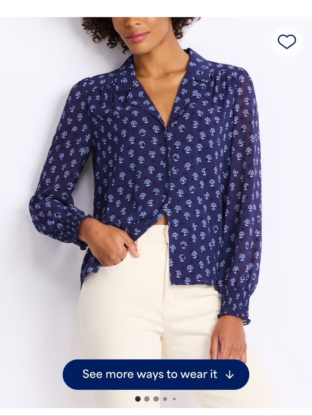 Les Serein Navy Floral Print Blouse